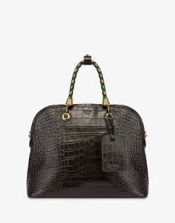 Moschino Handbags^Croc Print Braided Cord Handbag