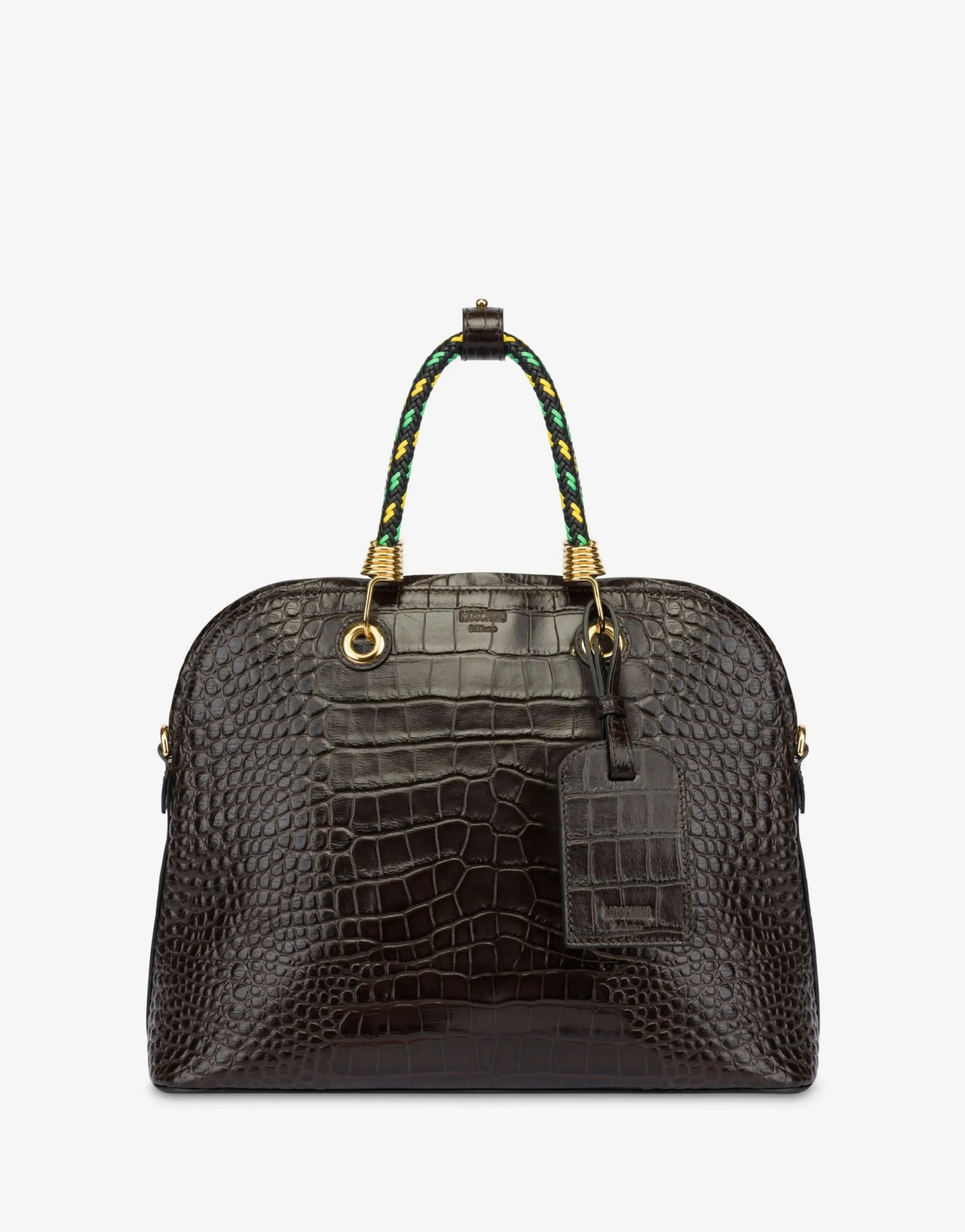Moschino Handbags^Croc Print Braided Cord Handbag