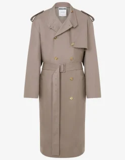 Moschino Coats & Outerwear^Gabardine Trench Coat Tailored Twist