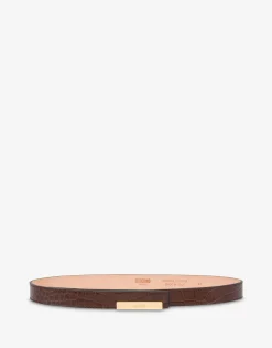 Moschino Belts^Metal Plaque calfskin belt