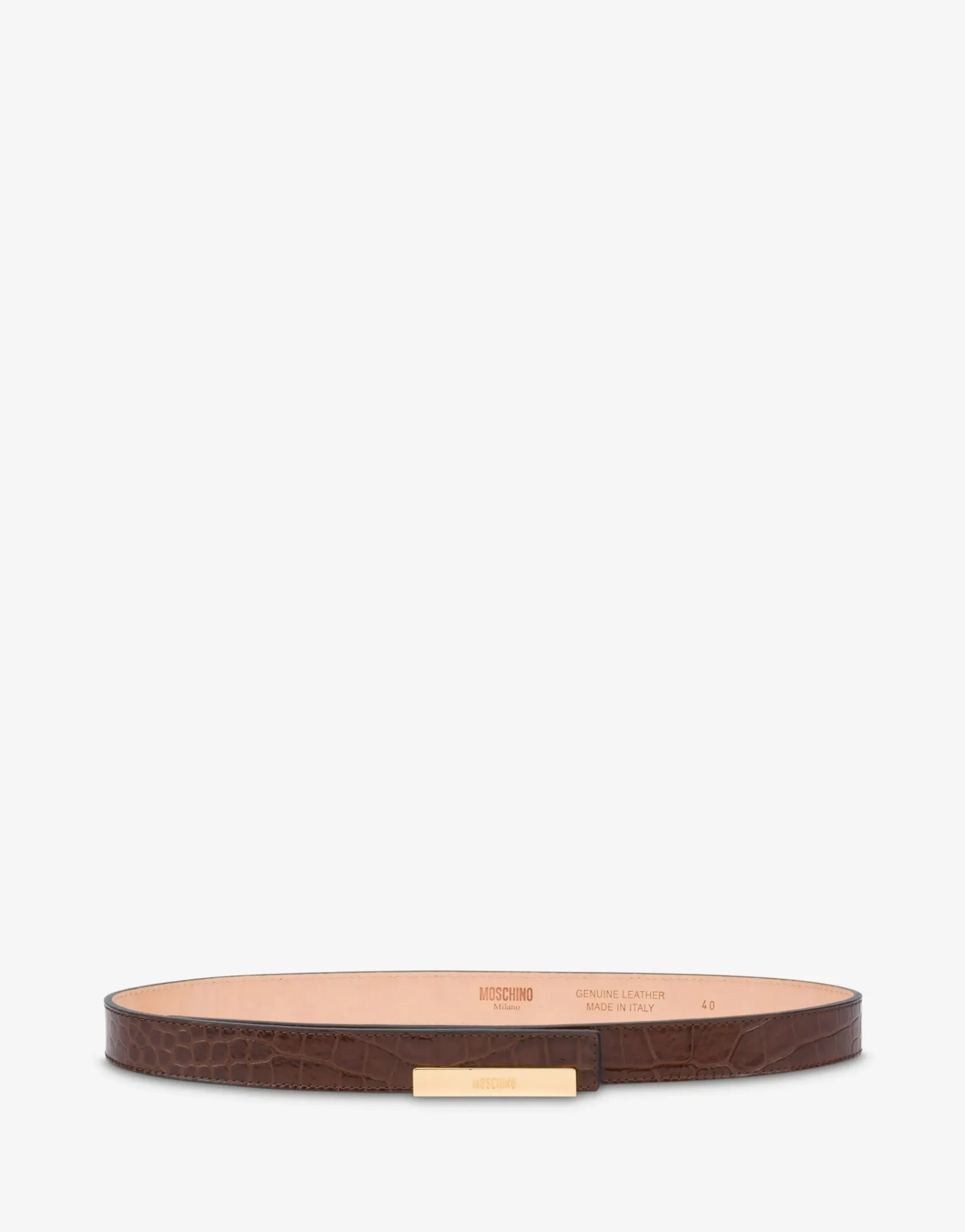 Moschino Belts^Metal Plaque calfskin belt