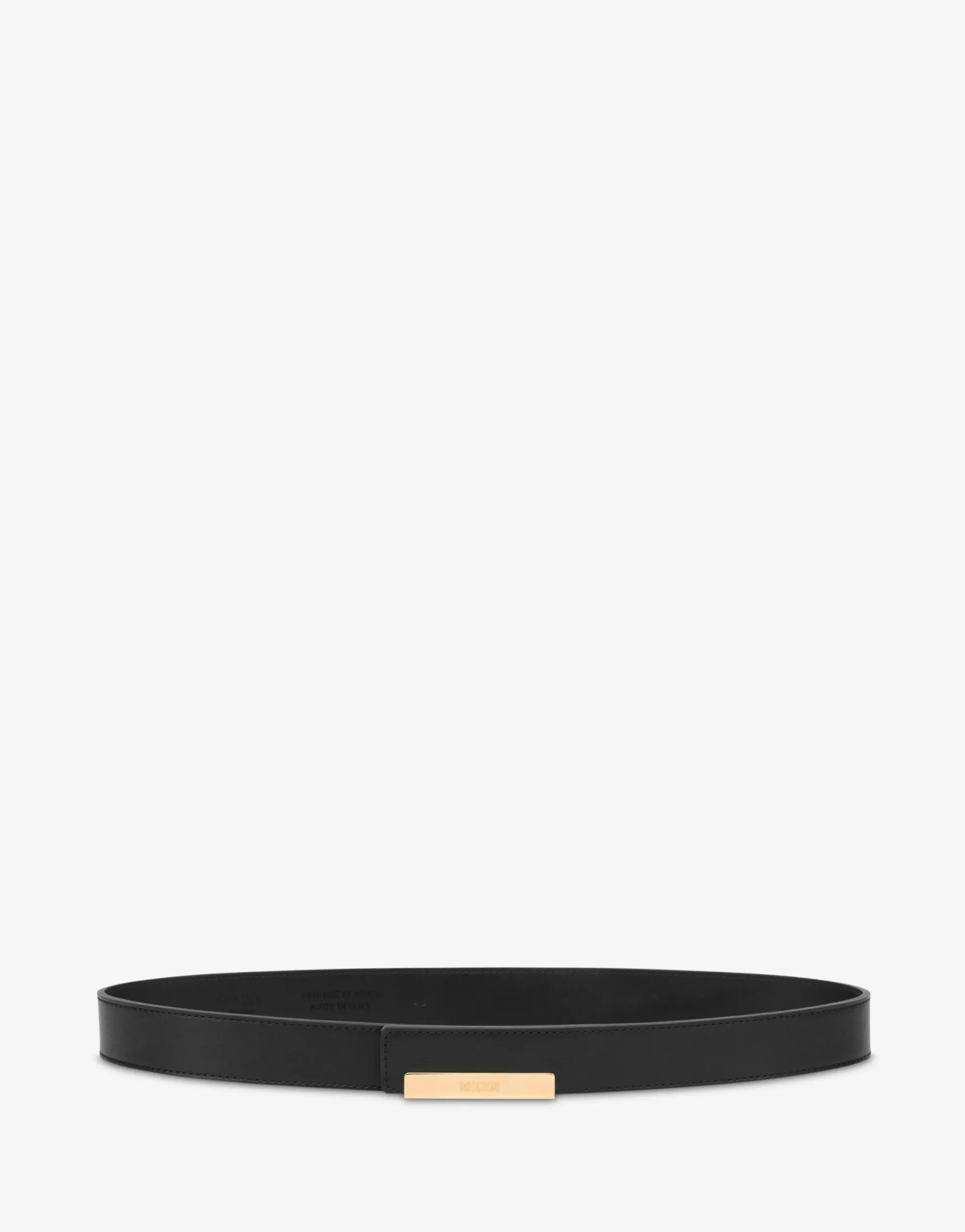Moschino Belts^Metal Plaque calfskin belt