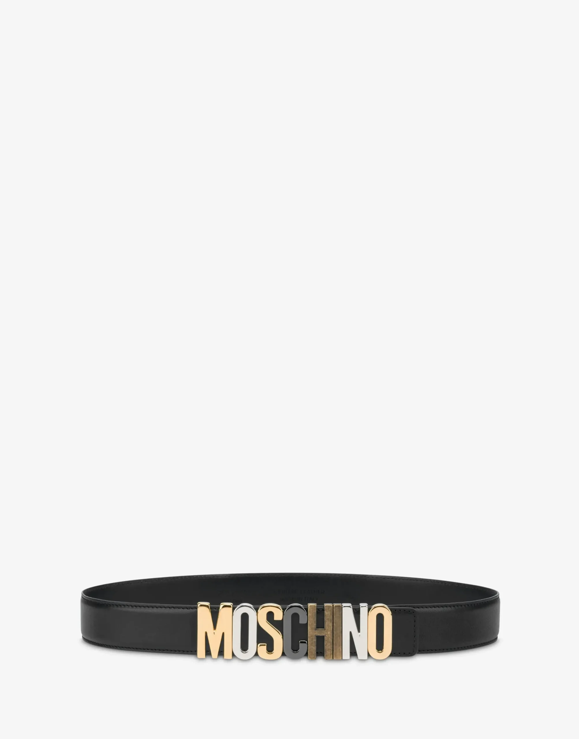 Moschino Belts^Mixed Lettering Logo calfskin belt
