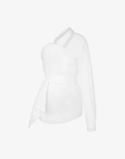 Moschino Shirts & Tops^One-Shoulder Stretch Poplin Shirt