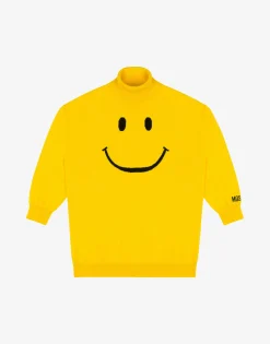 Moschino Girl^Smiley® Embroidery wool knit dress