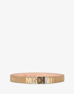 Moschino Belts^Suede Mixed Lettering Logo Belt