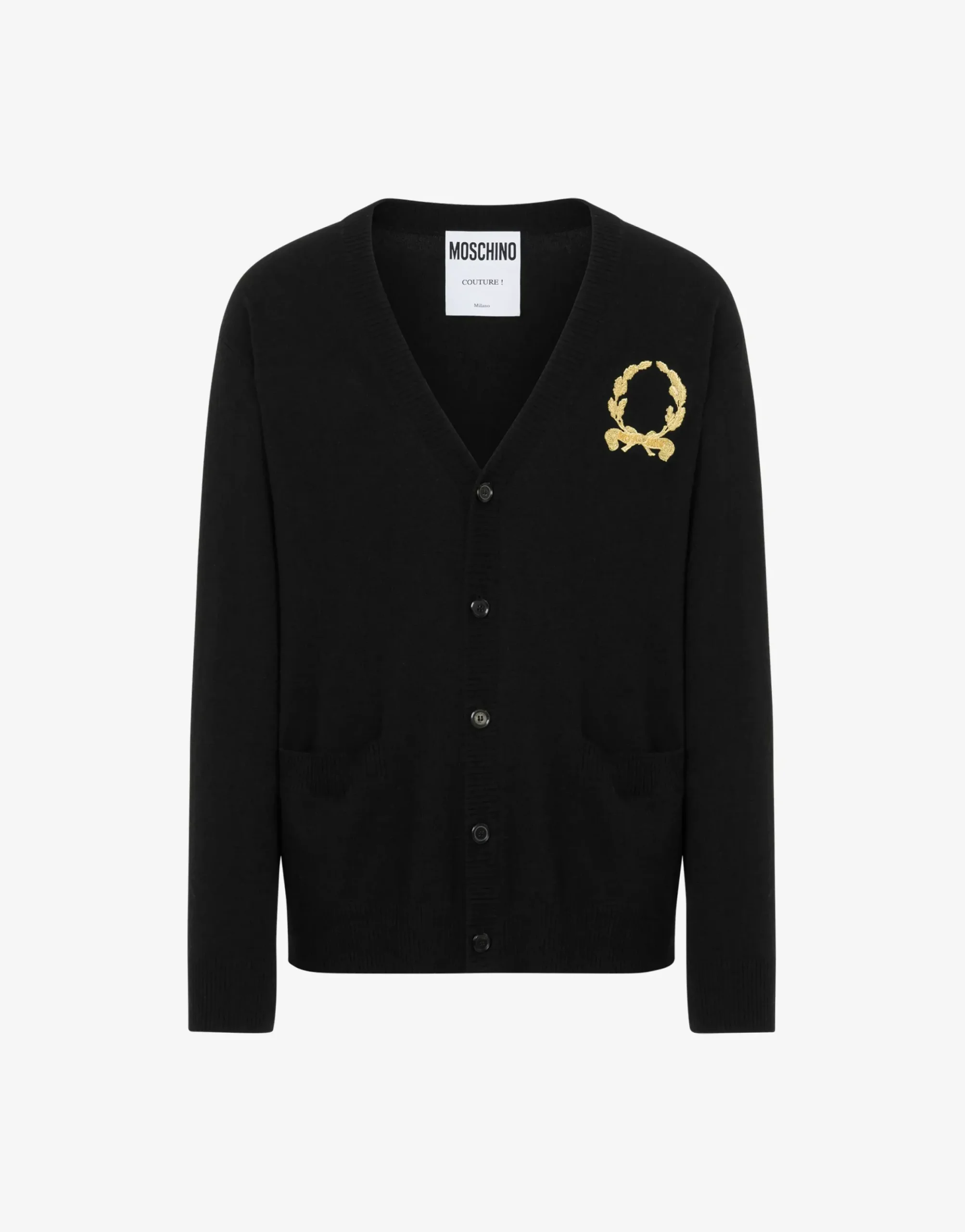 Moschino Knitwear^Wool and Cashmere Cardigan Laurel Crown Embroidery