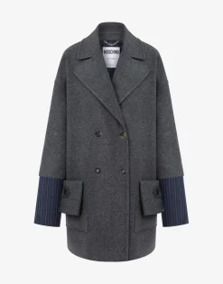 Moschino Coats & Outerwear^Wool Felt Coat with Cuff Details