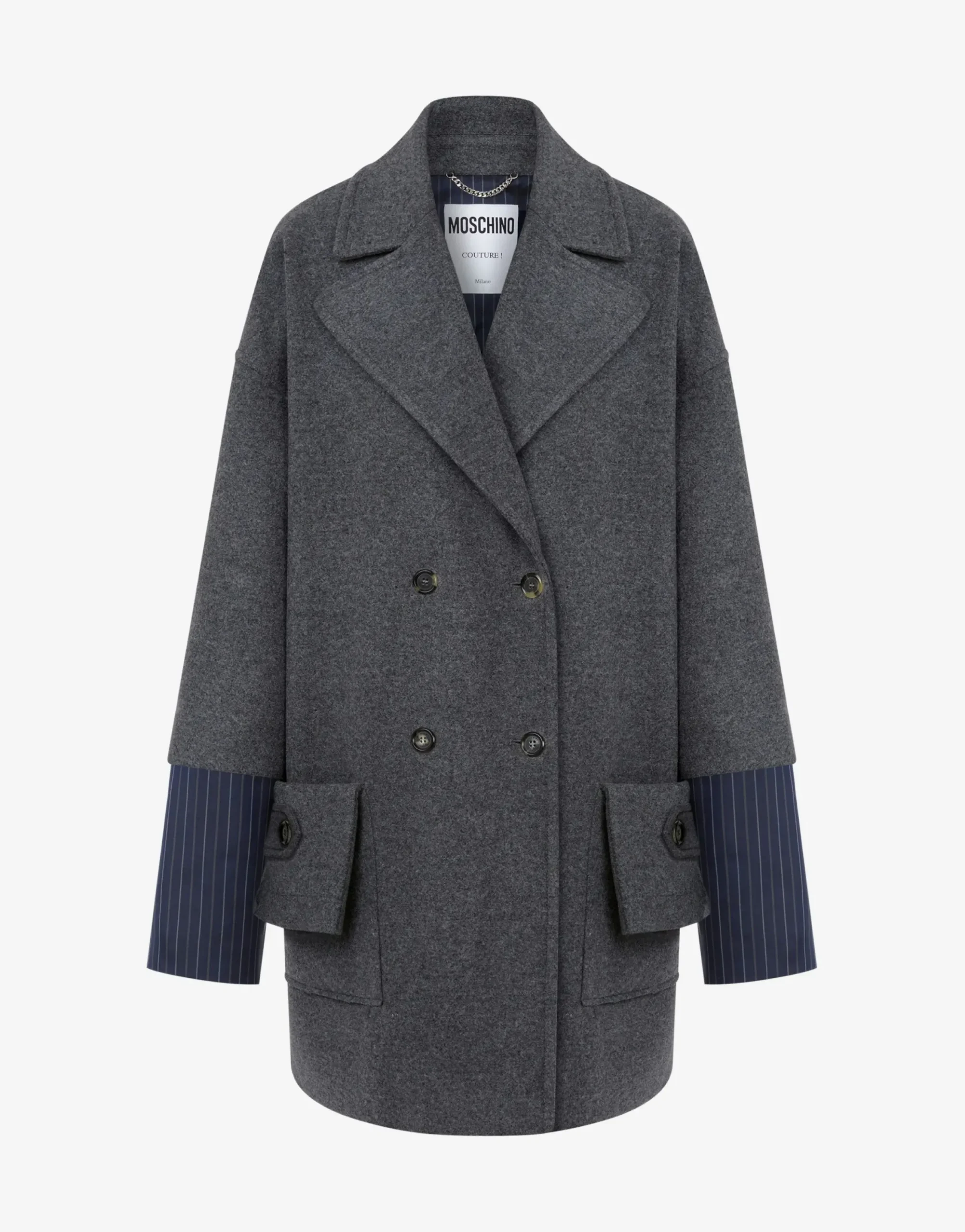 Moschino Coats & Outerwear^Wool Felt Coat with Cuff Details